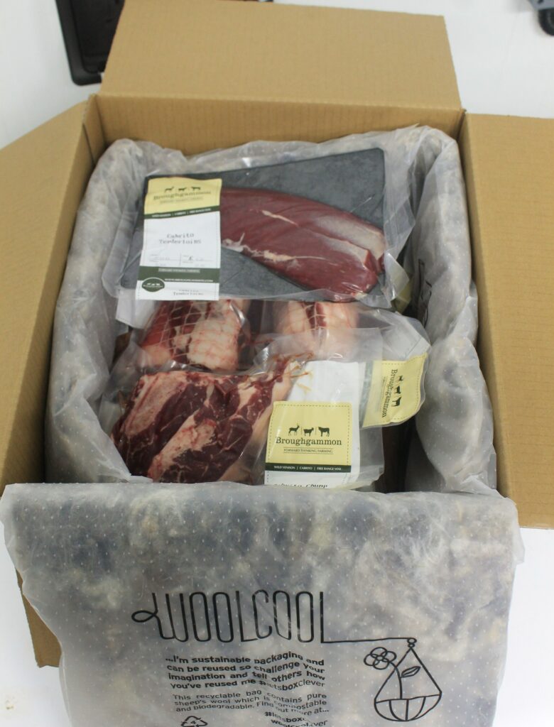 goat meat box wool cool broughgammon farm sustainable packaging